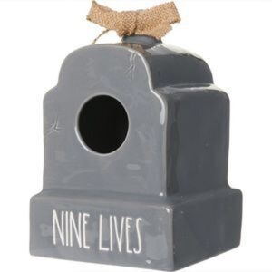 RAE DUNN Tombstone Nine Lives Birdhouse